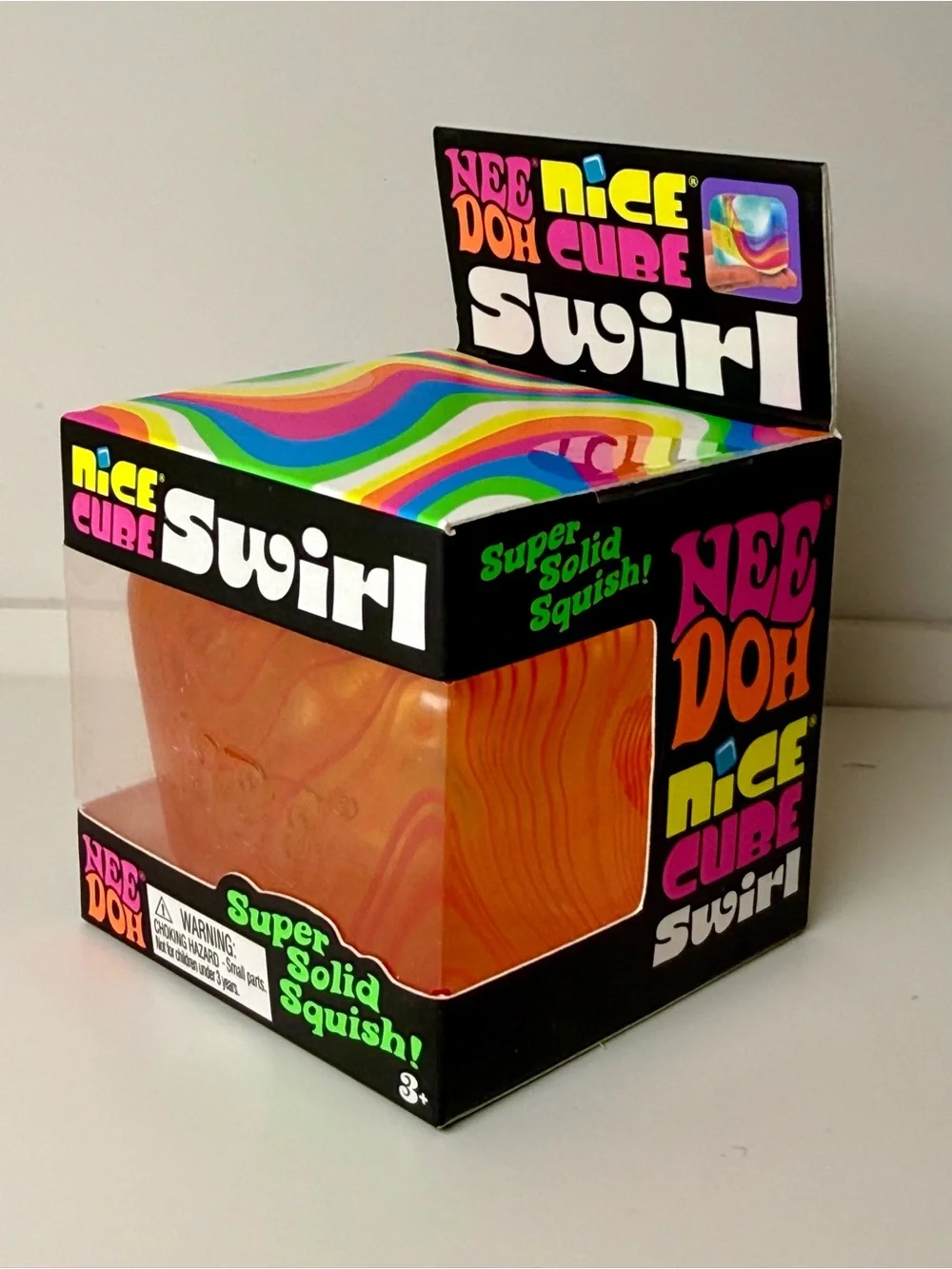 NeeDoh Nice Cube Swirl - Orange | NEE DOH Sensory Fidget Toy Super Solid Squish
